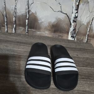 adidas Black and White Slide Sandals #3